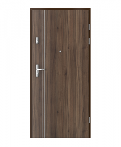 Входная дверь Granit / Kwarc модель 3 с интарсиями, ламинат CPL цвет Орех
